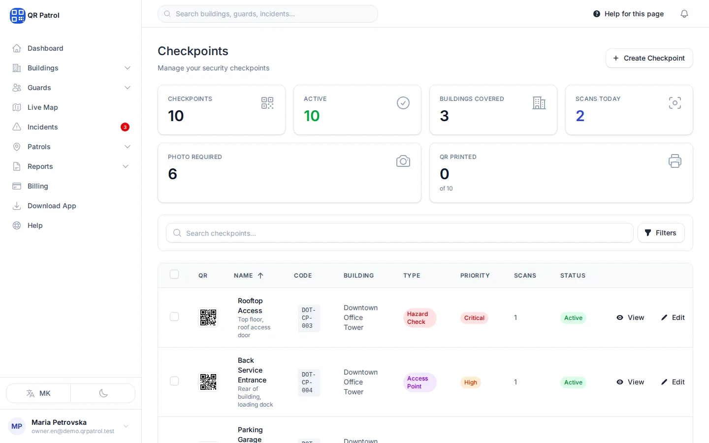 Click Create Checkpoint.